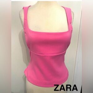 ZARA Pink Women's Squareneck Top - Size XXL- NEW